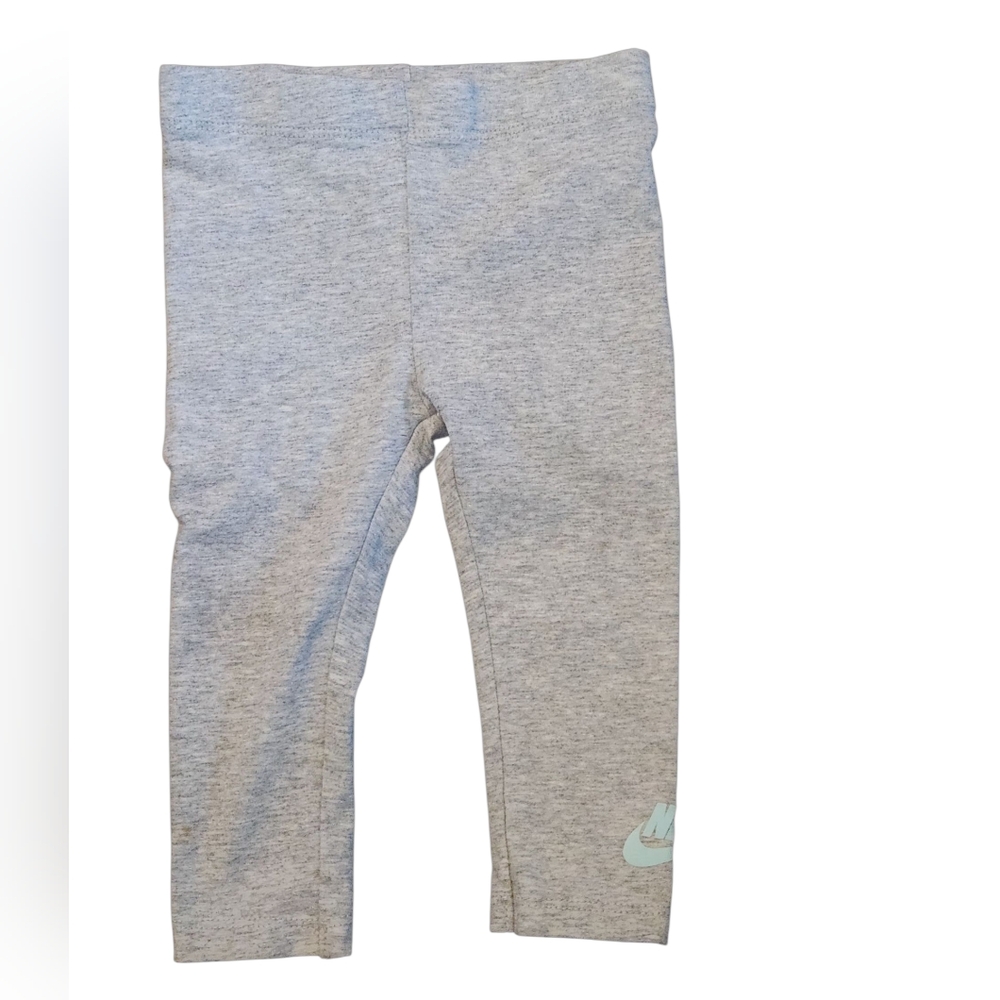 Nike Kids Gray Leggings With Teal Logo